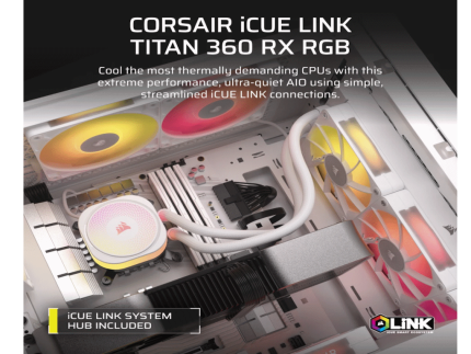 Kuler CORSAIR iCUE LINK TITAN 360 RX RGB/AIO/360mm/vodeno hladenje/bela