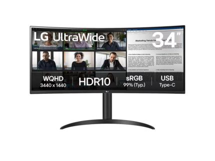 Monitor LG 34WR55QK-B 34"/VA,zakrivljen,21:9/3440x1440/100Hz/5ms GtG/HDMIx2,DP,USB/visina/VESA/crna