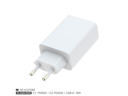 Zidni punjac FULMOVA GAN PD/65W/bela sa USB-C kablom