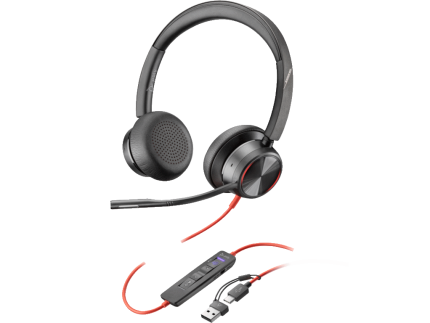 Slušalice HP Poly Blackwire 8225 Stereo/Hibrid ANC/AFence/USB-C+USB-C/A Adapter/8X223AA/crna